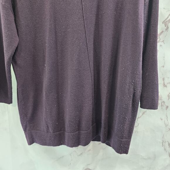 J Jill Sweater Womens Medium P Purple Eggplant Merino Wool Seam Lightweight - Picture 7 of 11